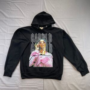 Jon Lauren Apparel M Black Graphic Pullover Hoodie 80 20 Cotton Blend Polyester
